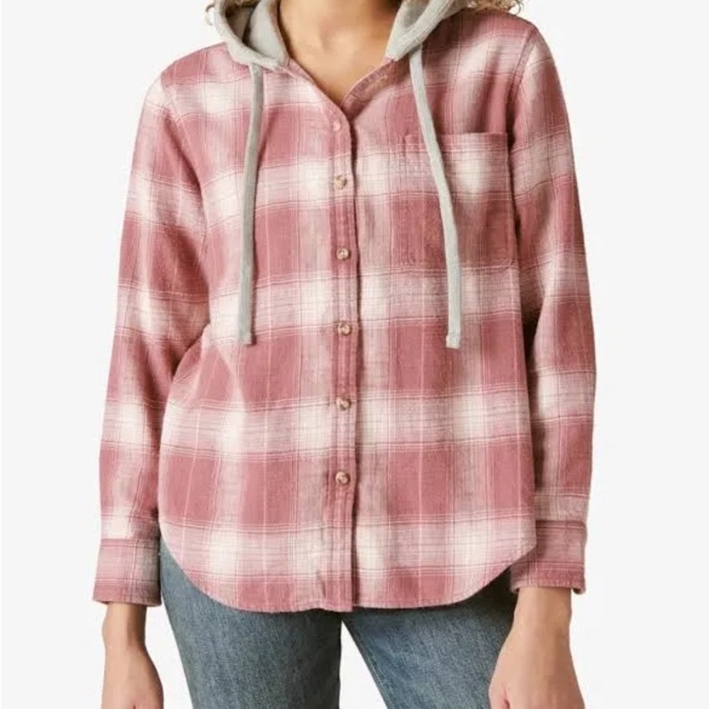Lucky Brand Women’s Plaid Button Hoodie